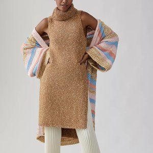 Anthropologie Tan Cowl Neck Sweater Dress